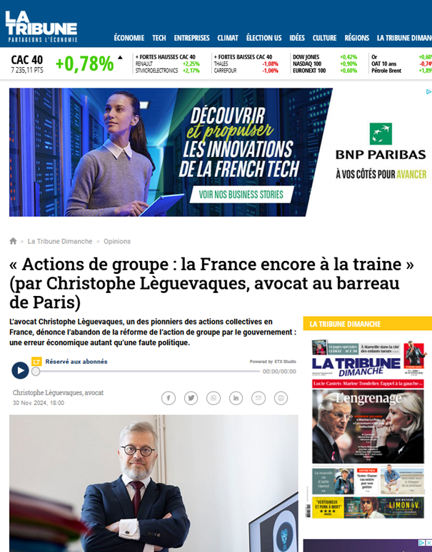 Actions de groupe : la France encore à la traine